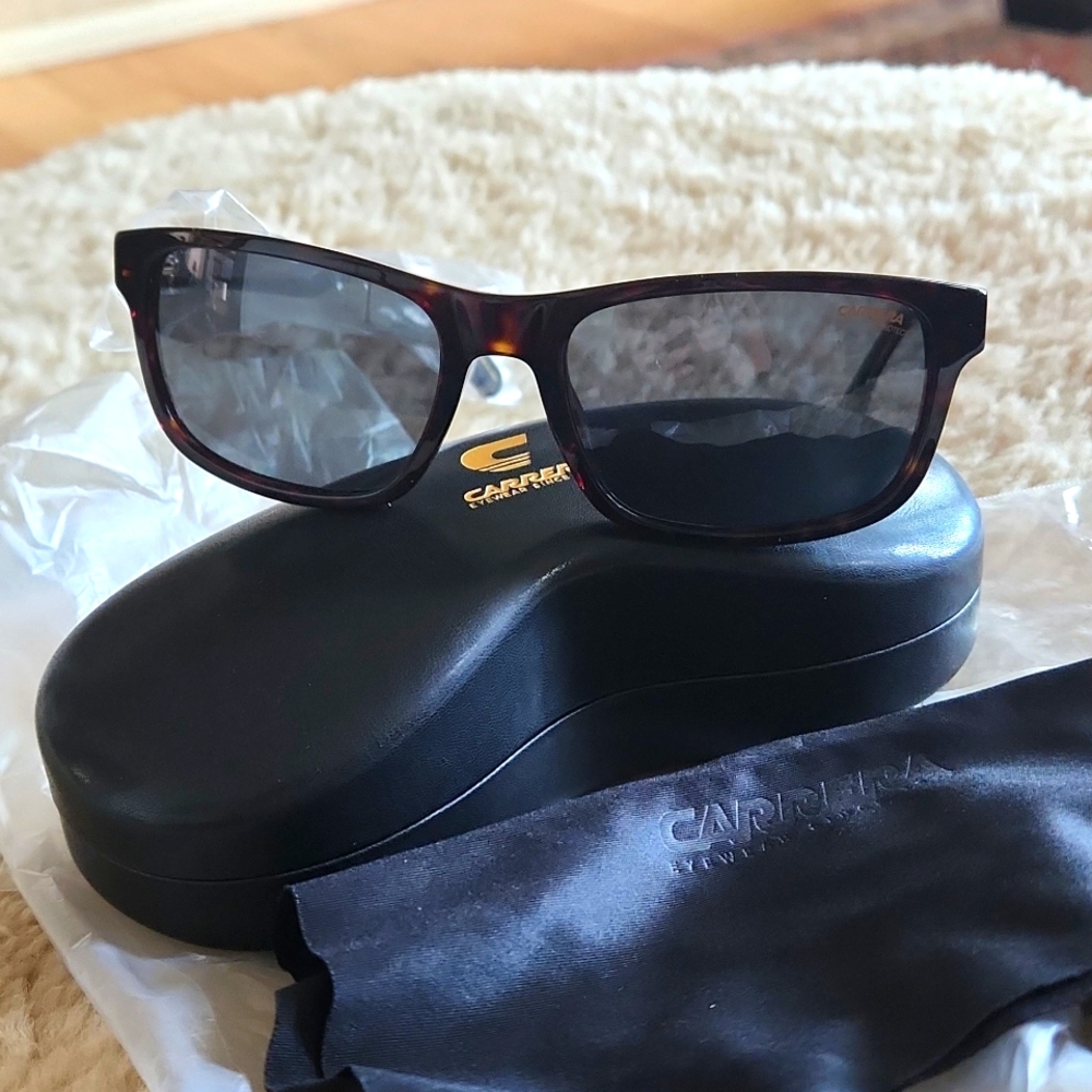 NWT Carrera Men's Dark Tortoise Sunglasses With Case & Cleaning Cloth 🕶 😎 🎁